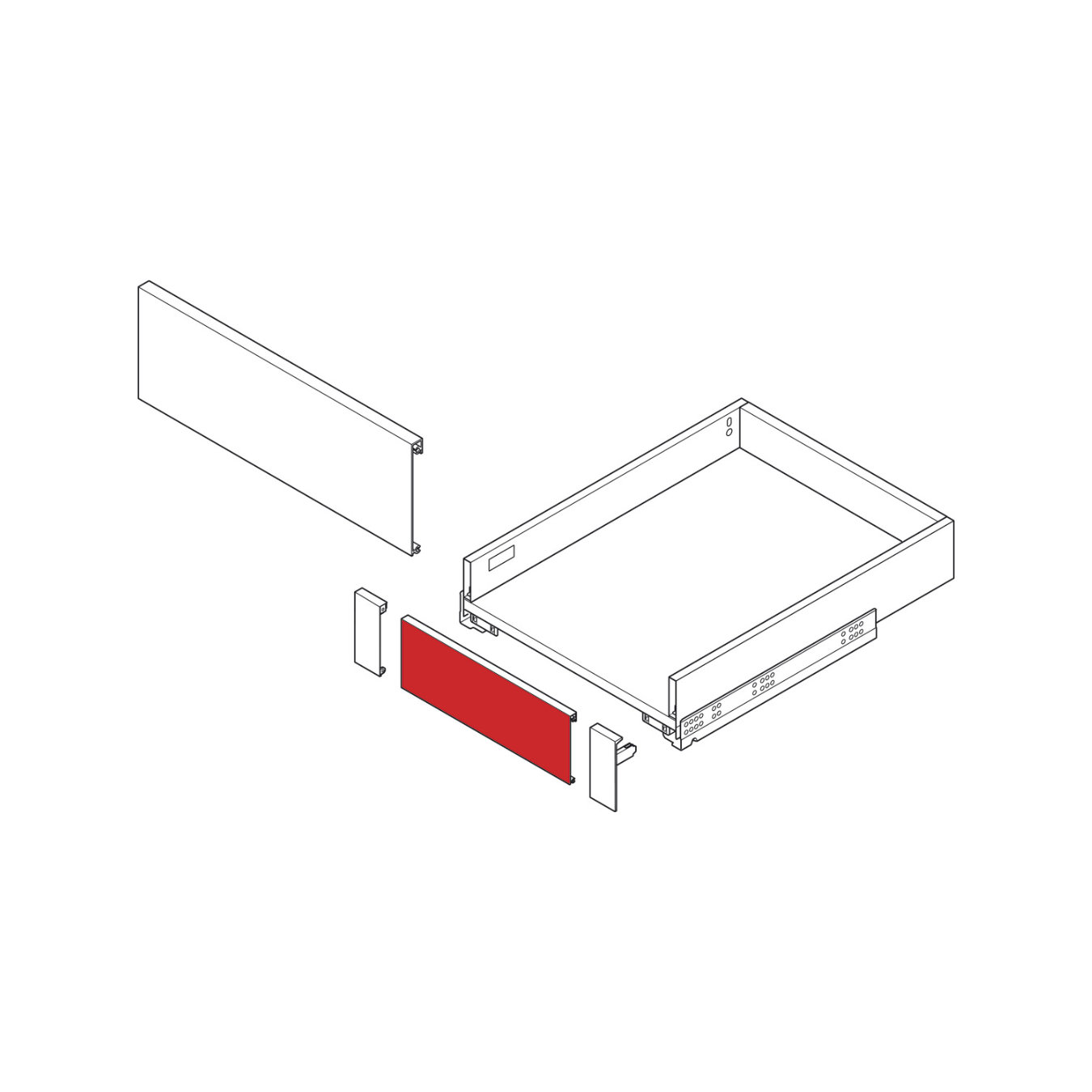 Panel frontal para cajón interno en aluminio. 1100mm largo