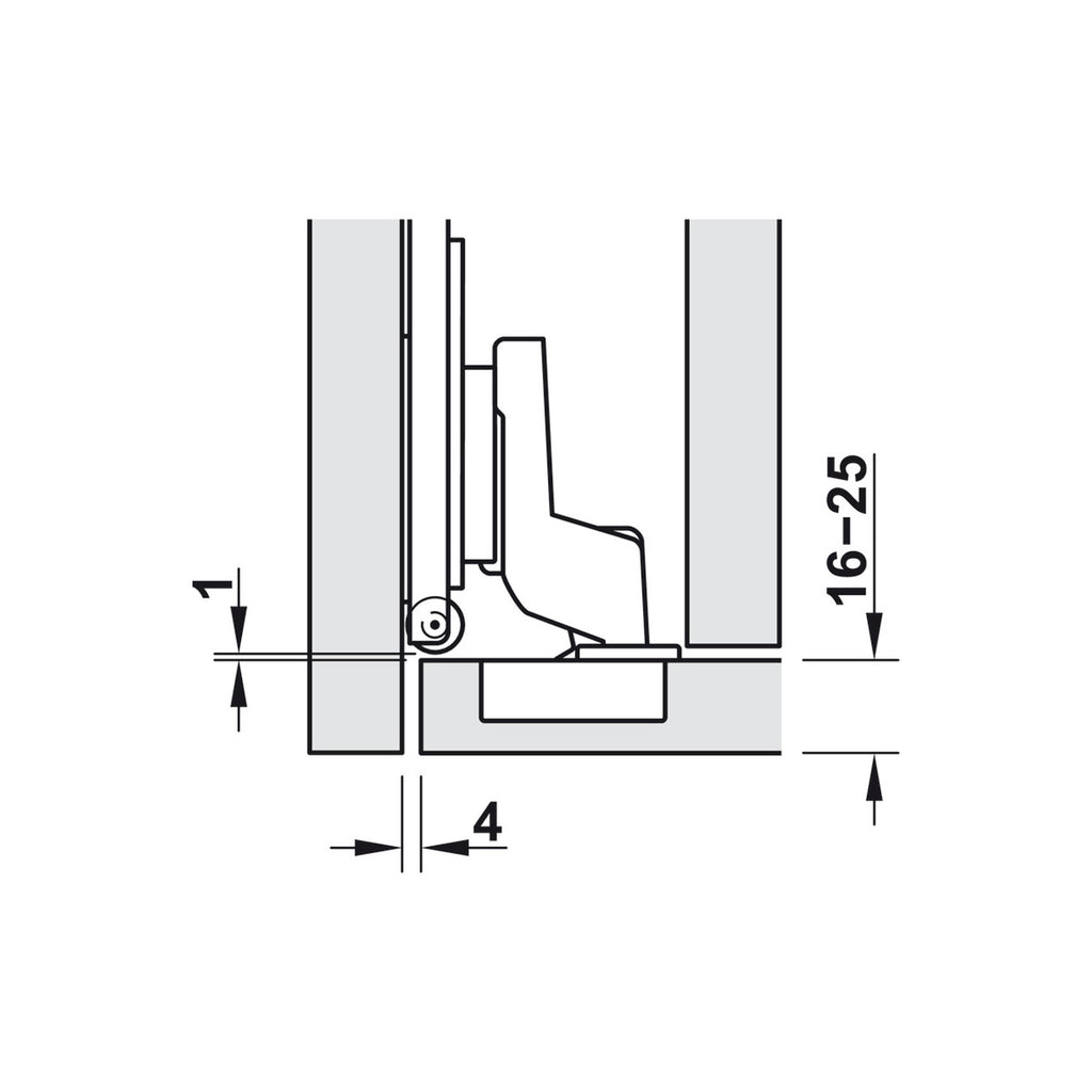Bisagra con placa de cierre lento para Sistema F-Park71 16B/25B.