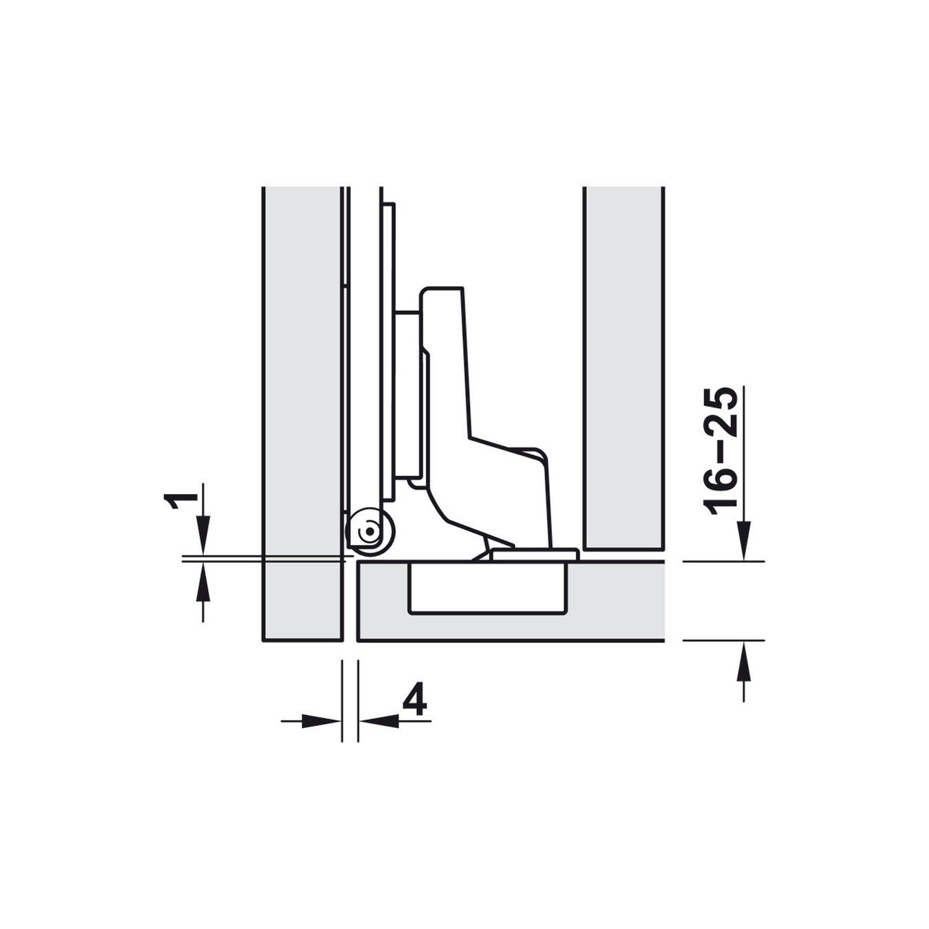 Bisagra con placa de cierre lento para Sistema F-Park71 16B/25B.