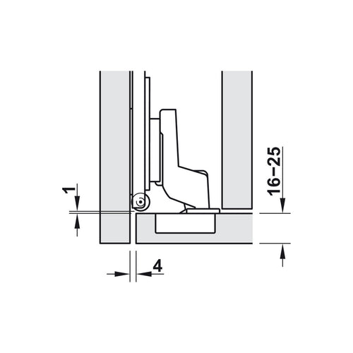 Bisagra con placa de cierre lento para Sistema F-Park71 16B/25B.