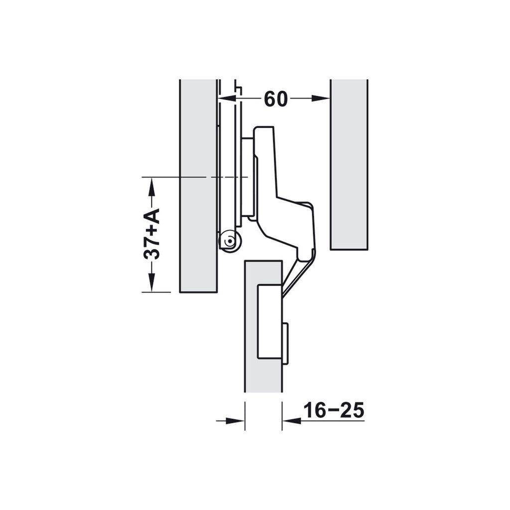 Bisagra con placa de cierre lento para Sistema F-Park71 16B/25B.