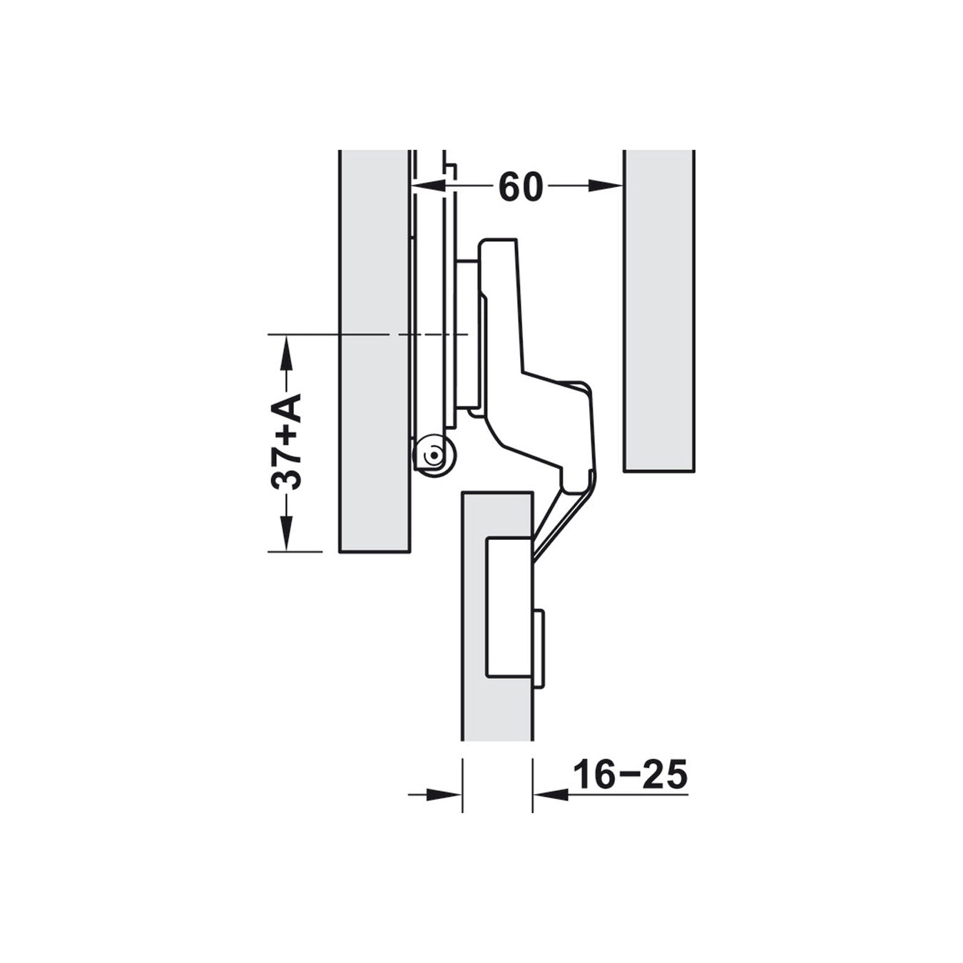 Bisagra con placa de cierre lento para Sistema F-Park71 16B/25B.