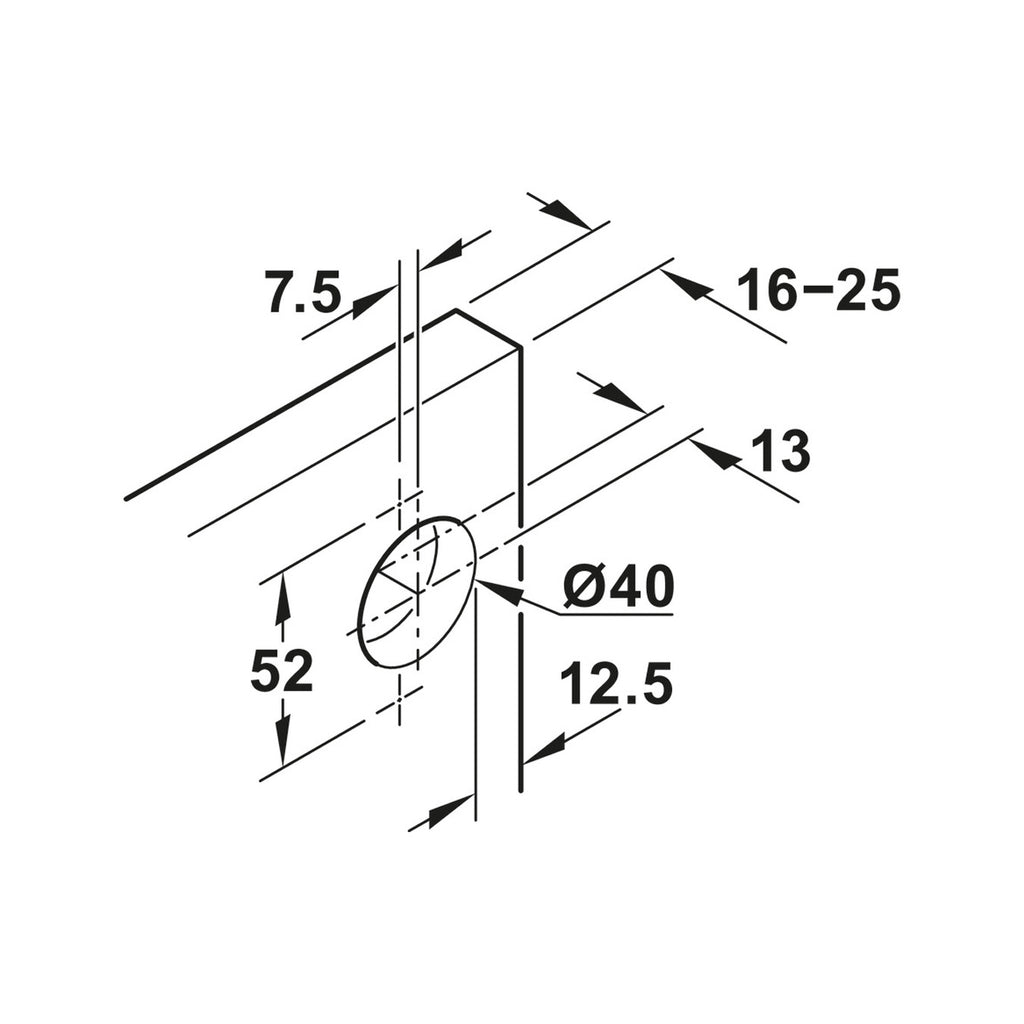 Bisagra con placa de cierre lento para Sistema F-Park71 16B/25B.